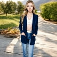 thumbnail image 2 of Women's Open Front Ribbed Cardigan with Long Sleeves and Front Pockets - X Large, Navy, 2 of 7