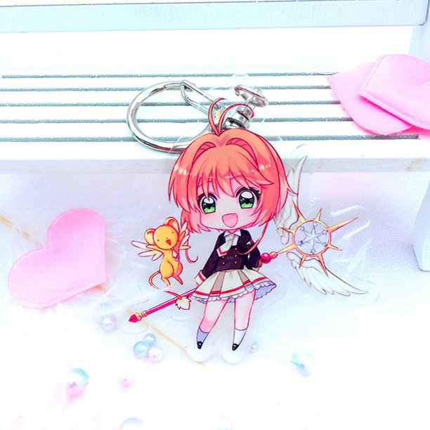 HOSTY Kinomoto Sakura Llavero Anime Cardcaptor Dos Caras Acrílico Bolsa Charm Fiesta De Cumpleaños