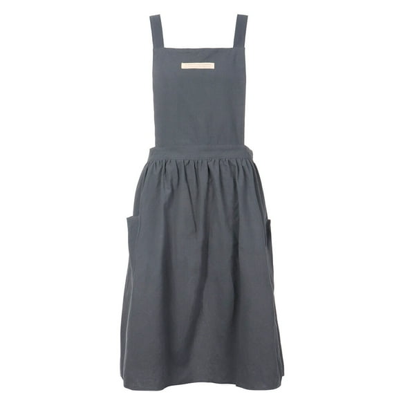 Apron for Women, Cotton and Linen Cross-Back Apron, Kitchen Apron Dress with Pockets, Large Apron for Cooking Cleaning Gardening Painting