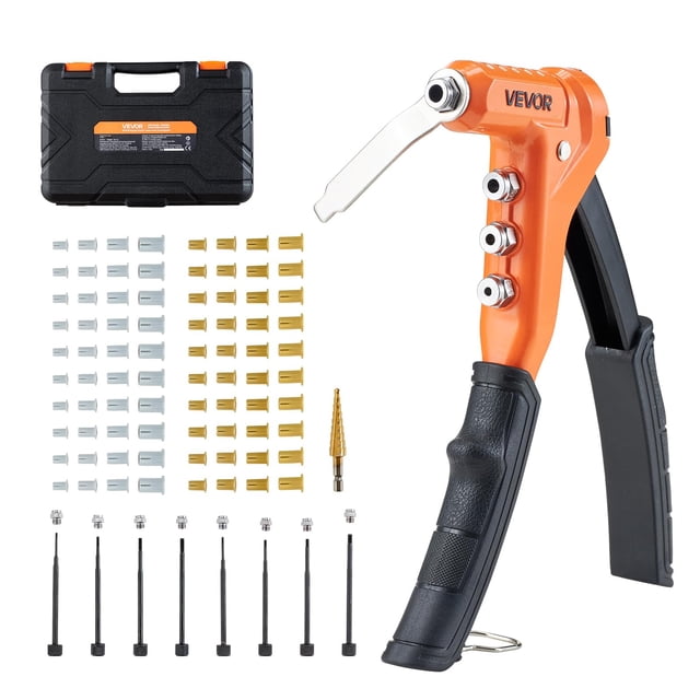 Rivet Nut Tool Kit VEVOR 23cm One-Handed w/ 8 Mandrels 80 Nuts
