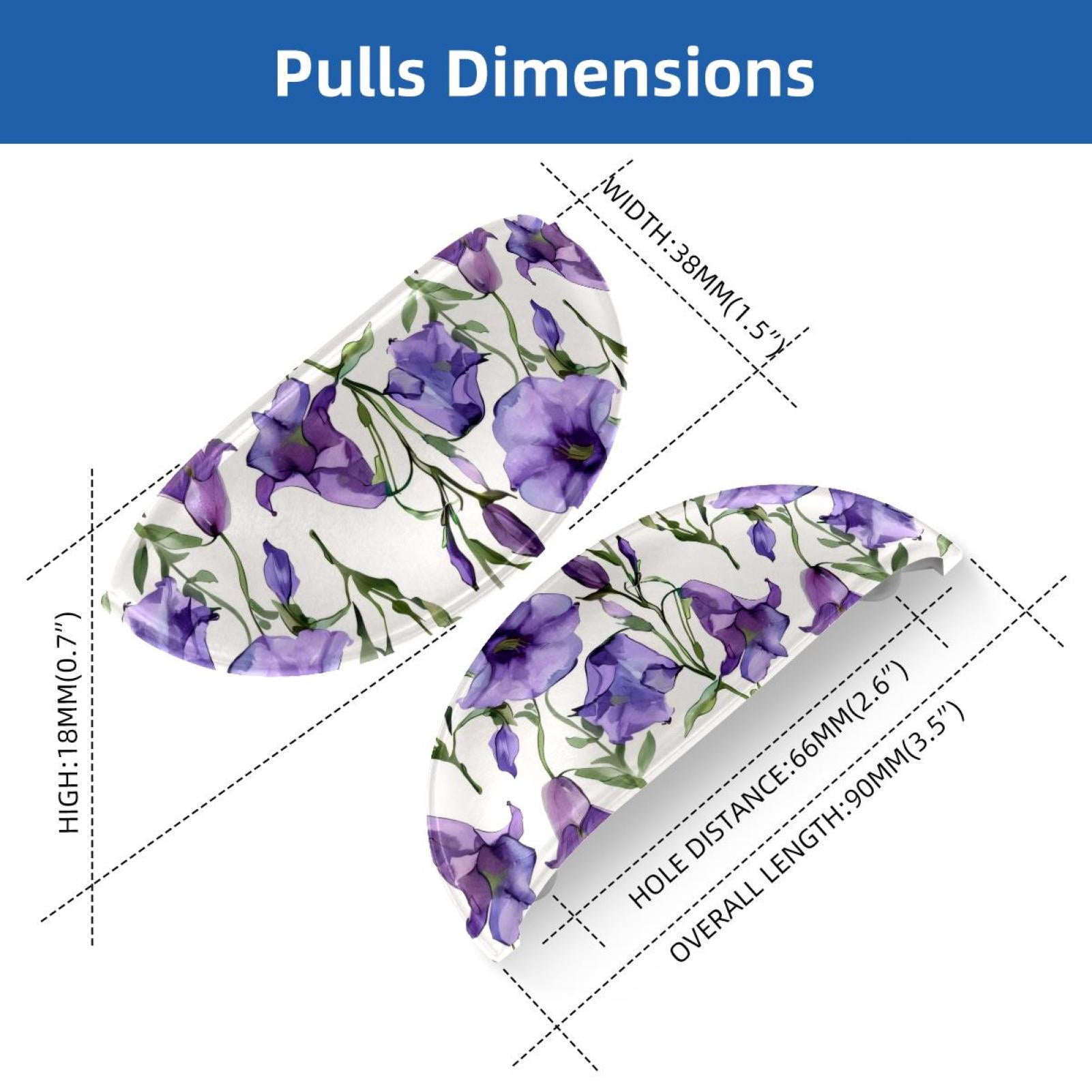 PhooArto 6 Pcs Cup Drawer Pulls, Bell Flowers Purple Pattern Shell Shape Handles Cabinet Knobs for Dresser Cupboard Closet Wardrobe with Screws