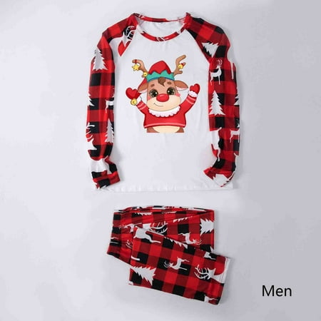 

Foraging dimple Men s Dad Christmas Plaid Print Family Matching Long-Sleeved Top + Pants Set