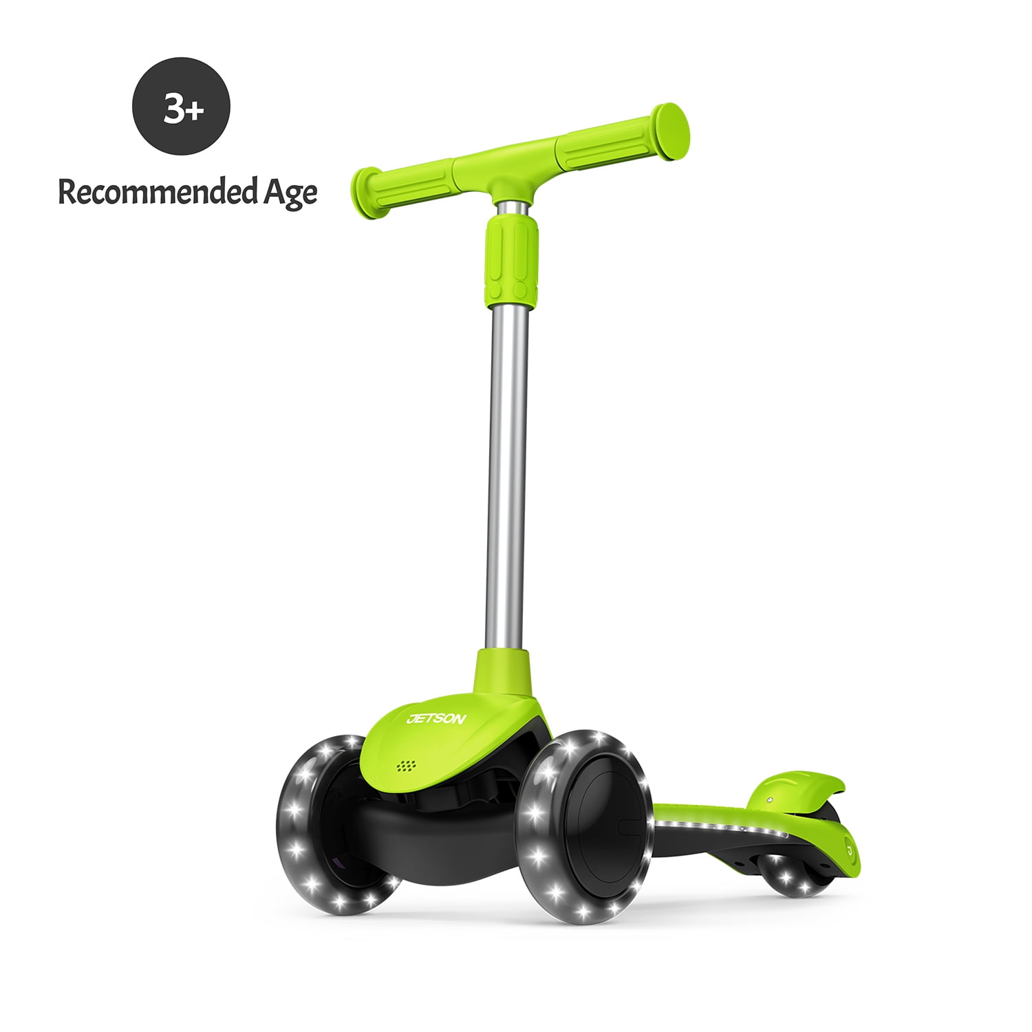 Jetson Lumi 3 Wheel Light-Up Kick Scooter - Max Grip Light up Deck and PVC Wheels- Adjustable Height Ages 3+, Red