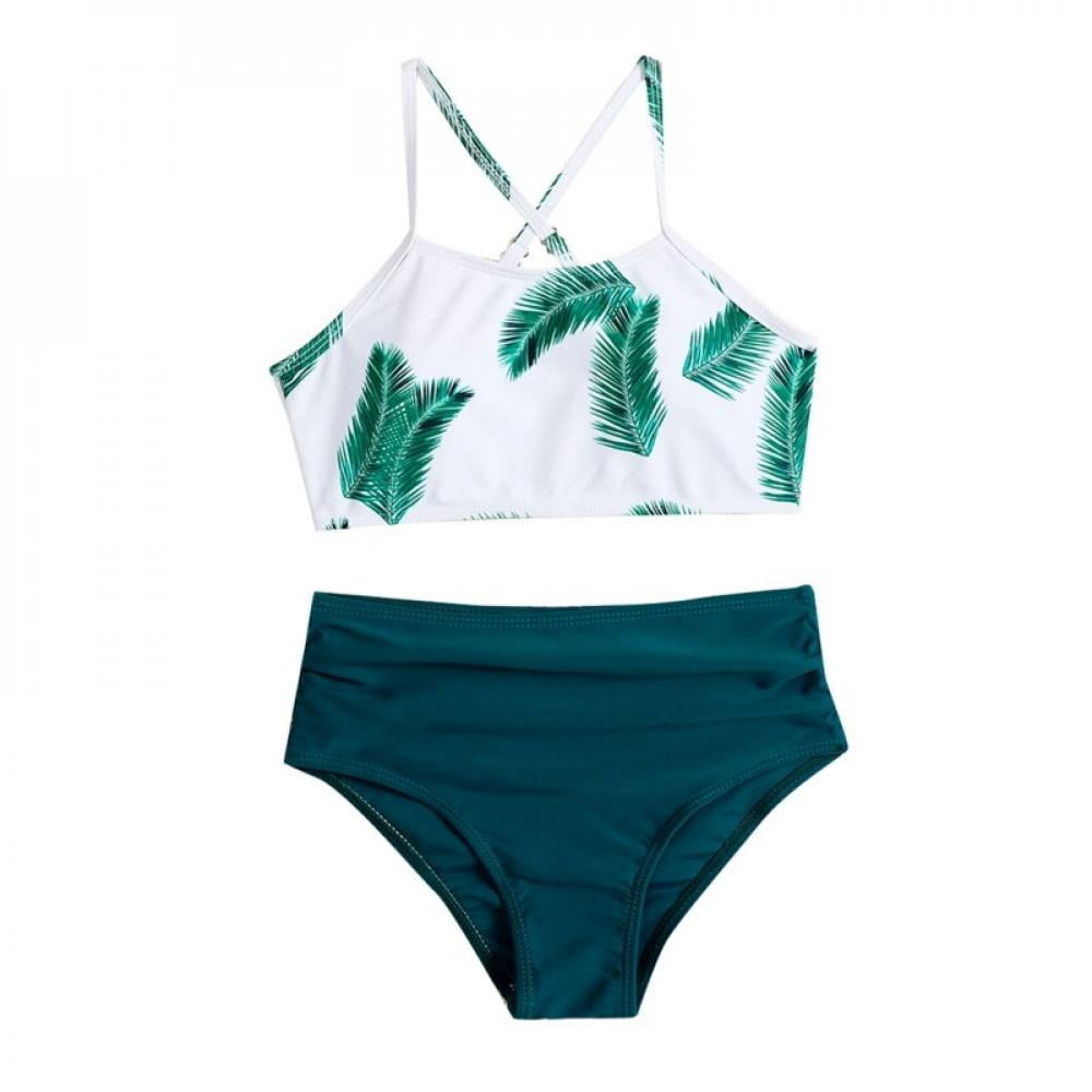 Baywell Girls Swimsuit Two Piece Bikini Set Crop Top +Buttom Bathing ...