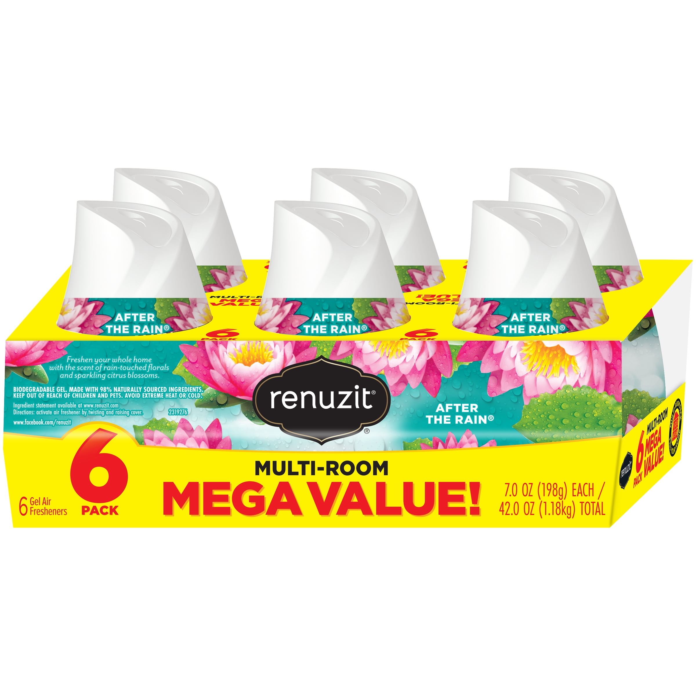 Renuzit Gel Air Freshener, After the Rain, MultiRoom Value Pack, 6