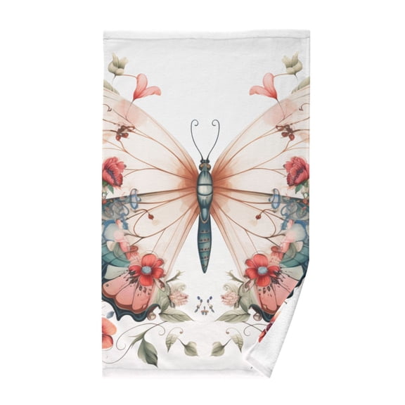 Floral on A Butterfly Cotton Face Towels Absorbent Hand Towel Soft Bathroom Towel for Kitchen Hotel Decoration