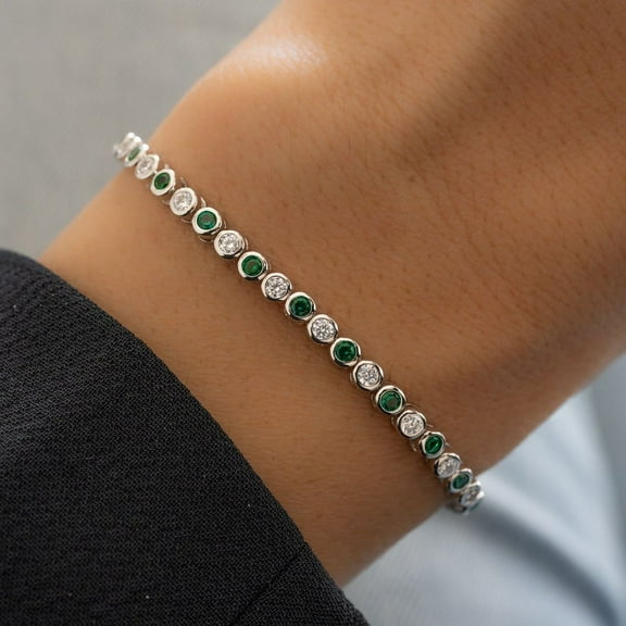 CZ Emerald Tennis Bracelet, Gold Plated Bracelet, Wedding Jewelry Bridal Jewelry Dainty Bracelet Bridesmaid Gift