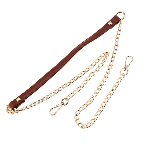 EeaseMX 1 pieza de cadena de metal de PU para bolso, correa de repuesto, accesorio con hebillas para bolso de mano, bolso de hombro, marrón y dorado.