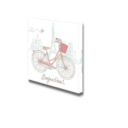 Wall26 Riding a Bike in Style Romantic Illustration from Paris - Canvas Art Wall Decor - 16