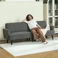 thumbnail image 2 of HOMCOM Modern Couch with Rubberwood Legs, 3 Seater Corduroy Sofa, Grey, 2 of 10