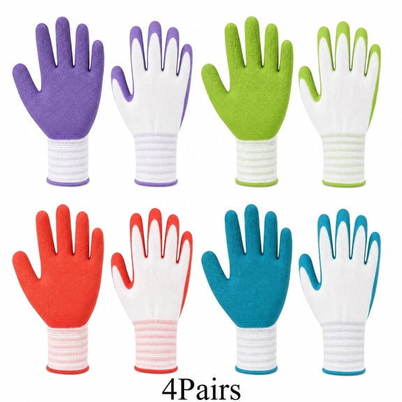 4Pair Women Gardening Gloves, Breathable Rubber Coated Work Gloves Medium Size, Flexible Durable Multi‑Color Garden Gloves for Planting, Weeding and Farming Outdoor Work