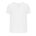 thumbnail image 5 of BADHUB Mens Cotton Linen Shirts Big and Tall Lightweight V Neck Split Hem T Shirt Solid Color Short Sleeve Summer Beach Tops White XL, 5 of 6