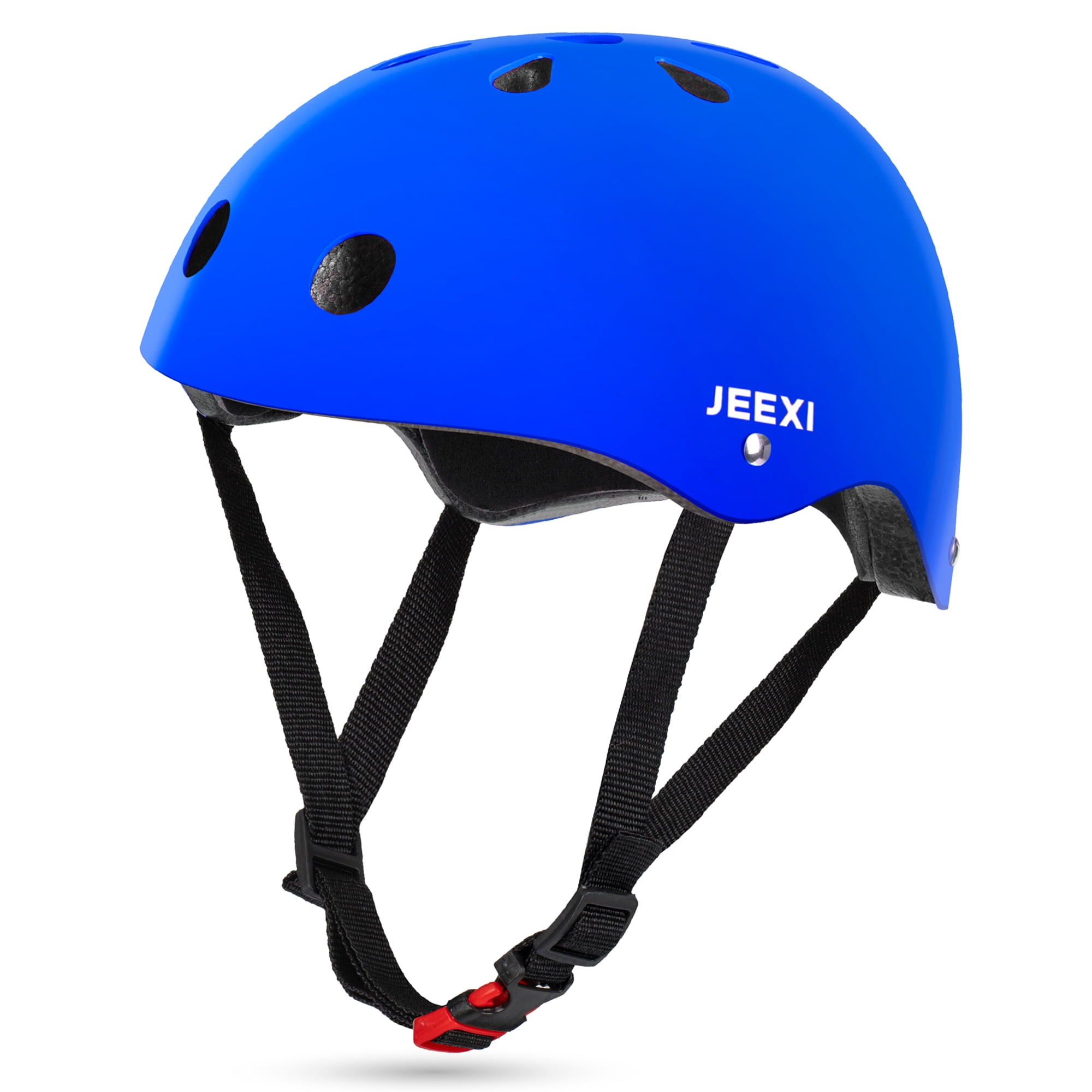 JEEXI Blue Knee & Elbow Pads for Kids 7 Pack - Youth Children Guards Protective Gear Pad Set for Roller Skates Cycling BMX Bike Skateboard Inline Skating's Scooter Riding Sports (Blue)
