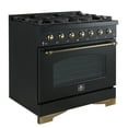 thumbnail image 4 of Forno Antico 36-Inch Freestanding Gas Range, Black, Antique Brass Design, 6 Burners, Convection Oven, Energy Efficient, 4 of 5