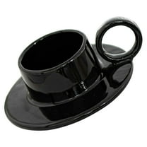 GOOHOCHY Tealight Holder Desktop Ceramic Handle One-piece Cup Saucer Votive Candle Stand