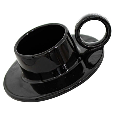 GOOHOCHY Tealight Holder Desktop Ceramic Handle One-piece Cup Saucer Votive Candle Stand