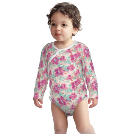 

Fotbe Purple Watercolor Flowers Pattern Unisex-baby Long-sleeve Bodysuit Long Sleeve Bodysuits One-piece 100% Organic Cotton for Infant Baby Boys Unisex-3 Months