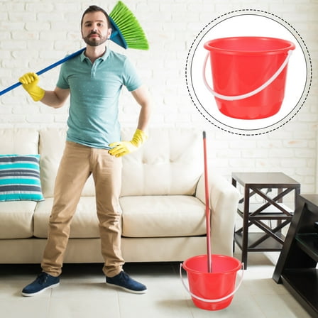 OUNONA  Small Plastic Bucket Water for Dogs House Portable Multipurpose Red