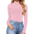 thumbnail image 2 of Gibobby Monos de Moda Mono de manga larga con cuello redondo y cuello redondo para mujer, mono Sexy con camisa de fondo(Rosa， XL), 2 of 4