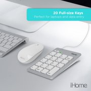 iHome Wired USB Numeric Keypad, Slim 20-Key USB Numpad for Laptops and Desktop Computers