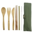 thumbnail image 2 of Vajilla de madera, palillo, cuchara, tenedor, cortador, juego de paja, vajilla de viaje, juego de bolsa de tela de almacenamiento 2 uds Monstrate JJ19583-03B×1+JJ19583-01B×1, 2 of 7