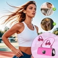 thumbnail image 4 of Fashionable Clip-On Wireless Headphones with Removable Earrings, Open Ear Bluetooth Earbuds, Handbag-Style Case, Secure Fit Jewelry-Style Ear Clip Headphones for Workout and Calls (Pink), 4 of 5