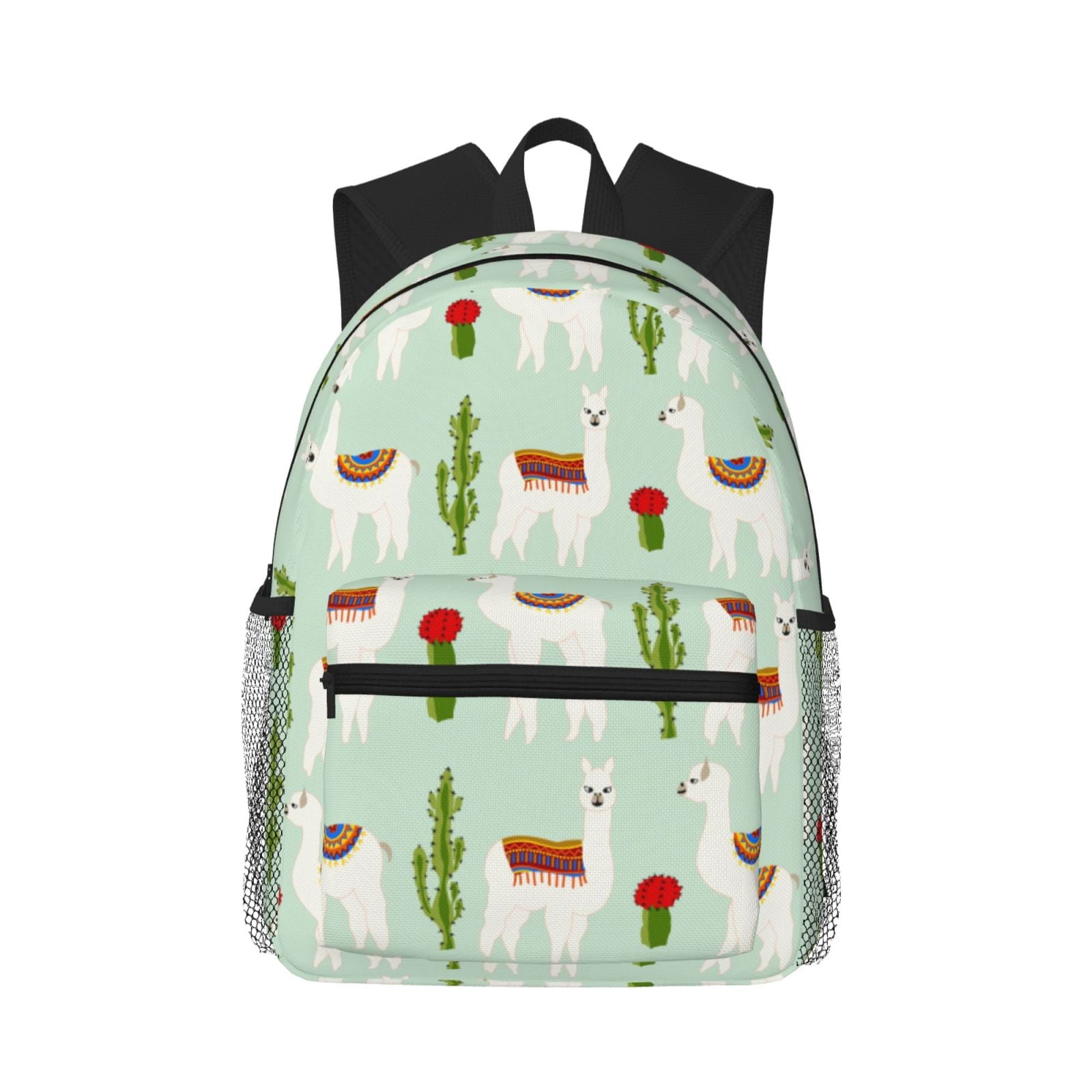 Cute Llama Alpaca With Cactus Backpack Laptop Backpacks Travel