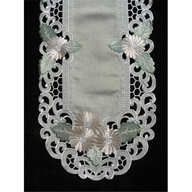 Sinobrite H8852 Fleur Latte Oval Runner- 16 x 54 in.
