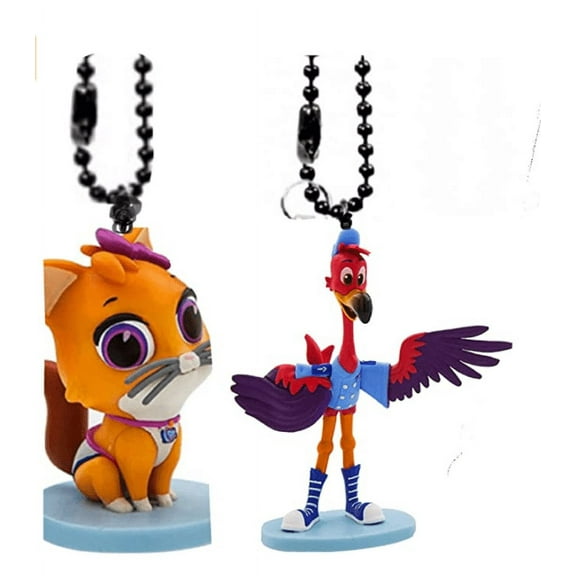 Mia Kitten Cat & Freddy Flamingo Keychain Dangler PVC Ornament Tiny Tots Charm