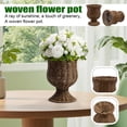 thumbnail image 4 of Decorr 9.84"Brown Goblet Woven Planter Urn Shape, Decorative Rattan-Style Urn Flower Pot, Rustic Farmhouse Tabletop Decor for Indoor Outdoor Use, 4 of 7