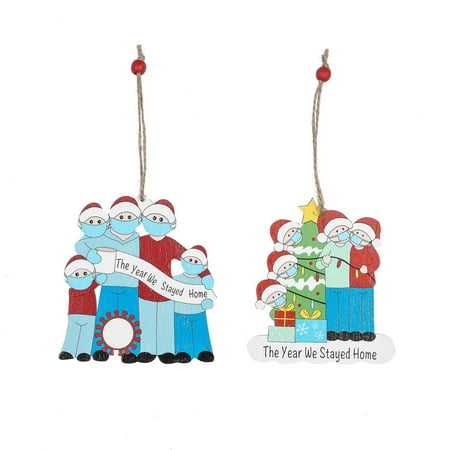 

2PC 2020 Christmas Tree Wooden Pendant Christmas Wishes christmas christmas indoor decorations holiday decorations