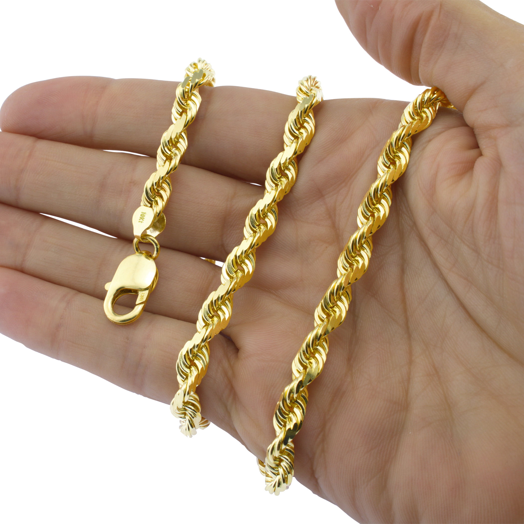 Jewel Tie 10k Gold Hollow Figaro Chain Bracelet with Lobster Clasp 4.6mm 