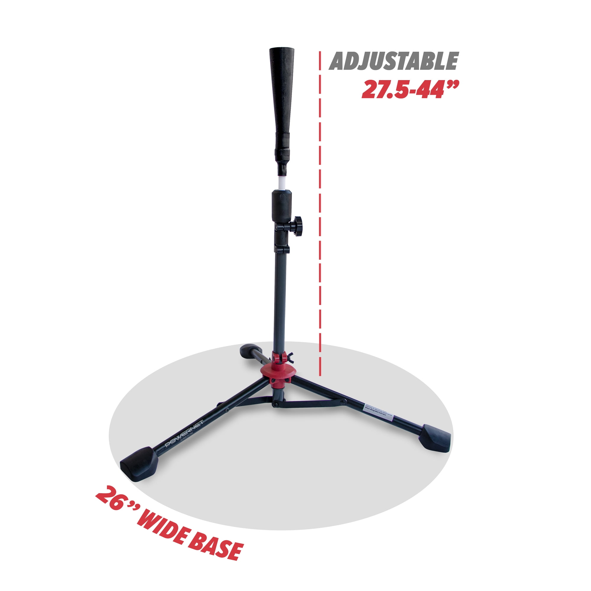 PowerNet Baseball Softball Batting Tee, Adjustable Height Baseball Tee 27.5" - 44", Portable Baseball Tees for Hitting Training, Collapsible Rubber Top Tee, Hitting Drill Coaching Aid (Deluxe Tee)