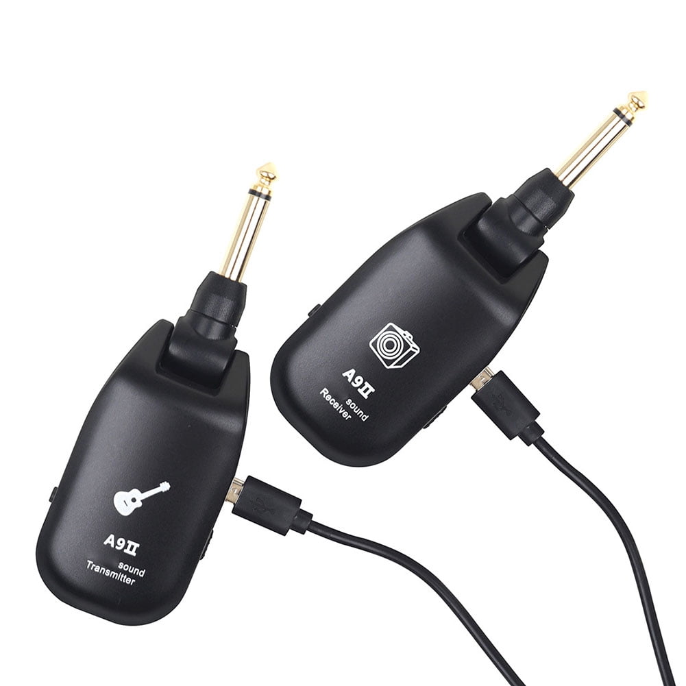 RIWPKFH Wireless Guitar System Transmitter Universal Plug 11x4.5x1.5cm 20Hz-20kHz 6.35mm ABS Bass Black Electric Guitar