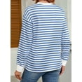 thumbnail image 2 of Womens Tunic Tops Long Sleeve Striped Shirts Crewneck Tops Light Blue XL, 2 of 7