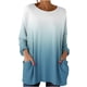 thumbnail image 3 of TaTaai 2026 Fall Womens Gradient Long Sleeve Tee Round Neck Loose Blouse With Pockets Casual Solid Color Fashion Top Soft Stretchy Polyester Daily Gift, 3 of 7