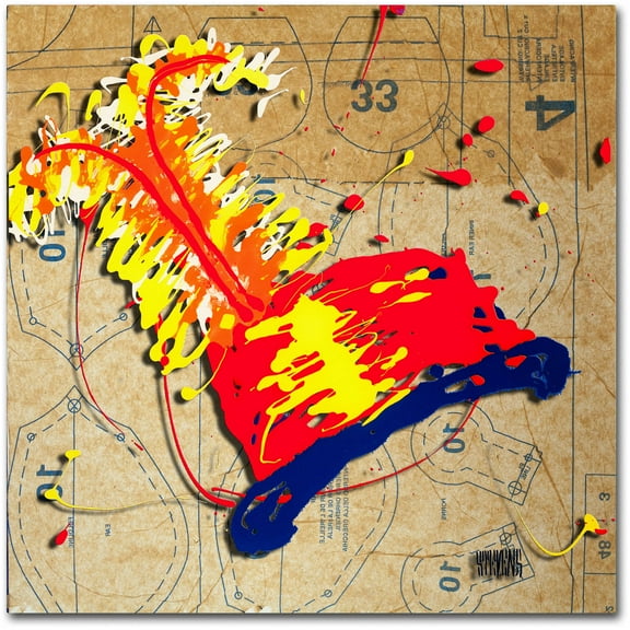 Trademark Fine Art Roderick Stevens 'Red Hat Orange Feathers' 14 x 14 (RS987-C1414GG)