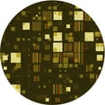 thumbnail image 1 of Ahgly Company Machine Washable Indoor Round Transitional Dark Yellow Green Area Rugs, 4' Round, 1 of 7