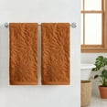 thumbnail image 6 of Sm:)e 2PC Dahlia three Dimensional Floral Jacquard Towel 13x30 Inches, 100% Cotton Quick-Dry High Absorbency Luxury Bath Towel, Camel, 6 of 8