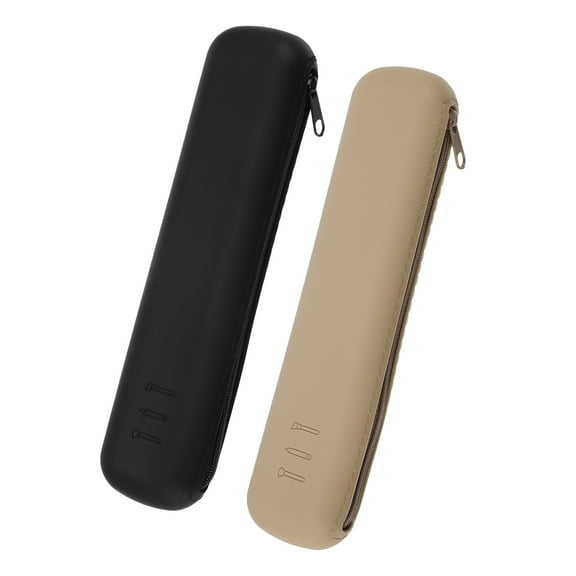 Vocoste 2 Pcs Silicone Makeup Brush Holder Travel Cosmetic Case Brush Bag Organizer Black Khaki