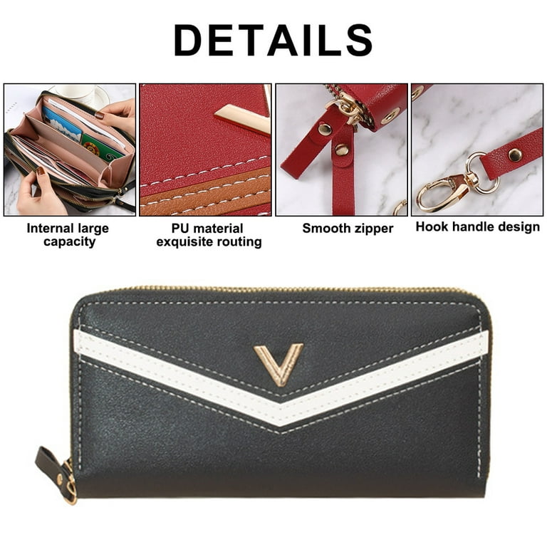 Women's Wallet Leather RFID Blocking Large Ladies' Purse with Zipper fits  Cards, Cash, Coins,black,black，G116879 
