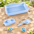 thumbnail image 5 of Blue Small Kitten Starter Kit Litter Box Set With Scoop, Double Bowl, And Cat Toys, 5 of 9