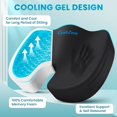 thumbnail image 2 of Cojín de asiento CushZone, gel, espuma viscoelástica, refrigerante, color negro, 2 of 7