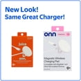 thumbnail image 2 of onn 15W Magnetic Wireless Charging Pad, Qi2 Certified, Braided Cable, White - Compatible With iPhone 17/16/15/14/13/12 Series, 2 of 7