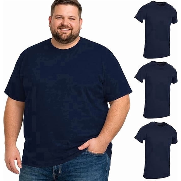 BILLIONHATS 3 Pack of Mens Plus Size Tees Sizes Big & Tall Cotton Tshirt in Navy Color of T-Shirts 3X-Large