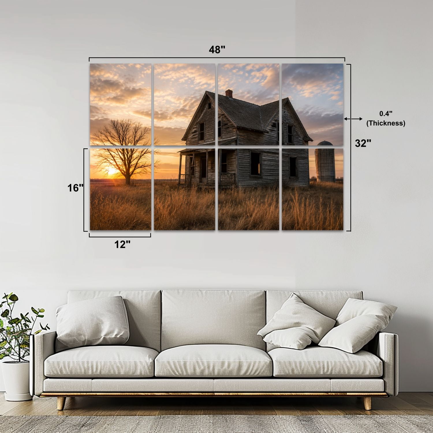 8 Pack Art Acoustic Panels Sound Absorbing Old Idaho Farm House Decorative Soundproof Wall Panels Self Adhesive for Nursery Game Room Bedroom 48"x32"