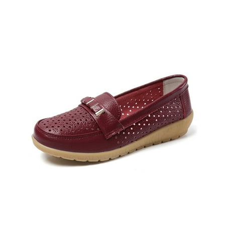 

Tenmix Women Work Breathable Flats Nonslip Slip On Boat Shoes Ladies Nurse Hollow Out Casual Shoe