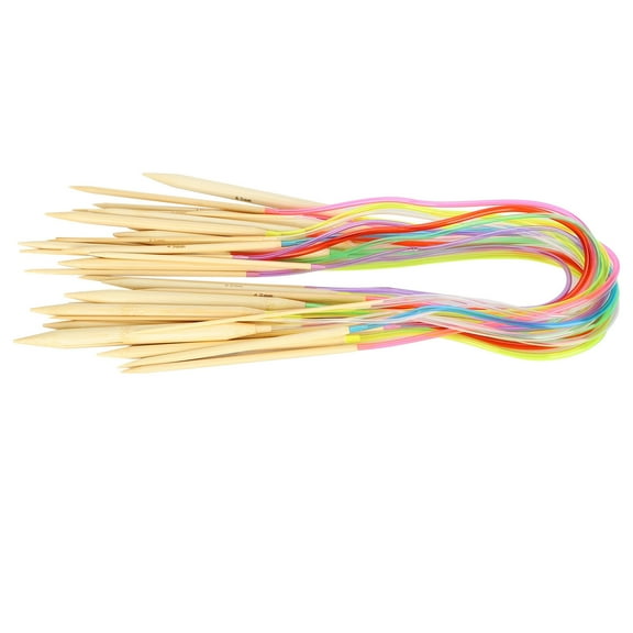 18PCS Circular Knitting Needles, 2mm - 10mm Bamboo Knitting Needles Set, Needles Colorful Tube Sweater Scarf Knitting Tools for Beginners and Professionals (60cm)