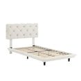 thumbnail image 4 of PORKISS Twin Size Floating Platform Bed, Upholstered Bed with Light Stripe, Easy Assembly, Beige, 4 of 10