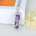 thumbnail image 2 of Dorunmo Amethyst Healing Crystal Necklace Sterling Silver Sunflower Necklace Wire Wrapped Natural Crystal Point Pendant Hexagon Reiki Energy Stone Jewelry for Women Men, 2 of 6